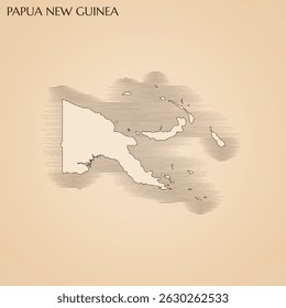 Vintage map of Papua New Guinea vector stock illustration design template. Vector EPS 10.