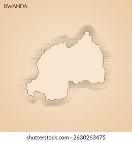 Vintage map of Rwanda vector stock illustration design template. Vector EPS 10.
