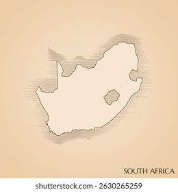 Vintage map of South Africa vector stock illustration design template. Vector EPS 10.