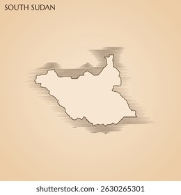 Mapa de Antiguas de la Plantilla de diseño de ilustración de stock de Vector de Sudán del Sur. Vector 10.