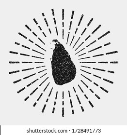 Vintage map of Sri Lanka with a grunge sunburst around the country. Black Sri Lanka shape with sun rays on a white background. Vector illustration.