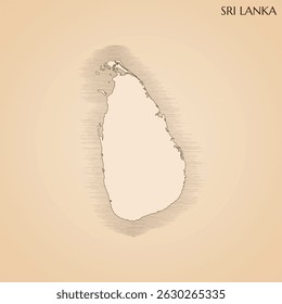 Mapa de Antiguas de la Plantilla de diseño de ilustración de stock de Vector de Sri Lanka. Vector 10.