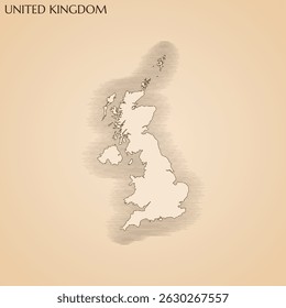 Vintage map of United Kingdom (UK) vector stock illustration design template. Vector EPS 10.