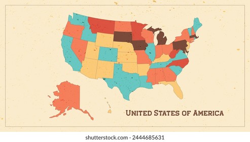 Vintage map of United States of America map. USA map vector background.