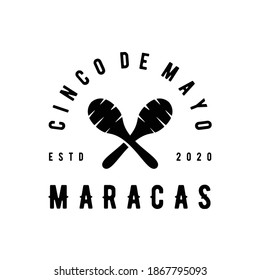 vintage maracas traditional mexican instrument music logo design vector