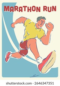 vintage maratona executar poster modelo retro estilo vetor ilustração