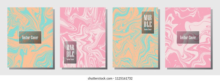Vintage marble pattern binder cover layout, journal design template vector set. Marble backdrop for binder design, journal layout template, brochure cover. Simple vector graphic.
