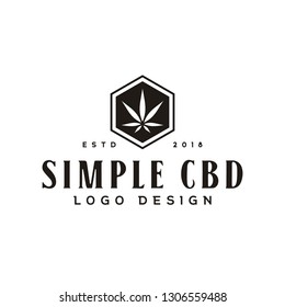 Vintage Marijuana Cannabis Hemp Pot Leaf THC CBD logo design