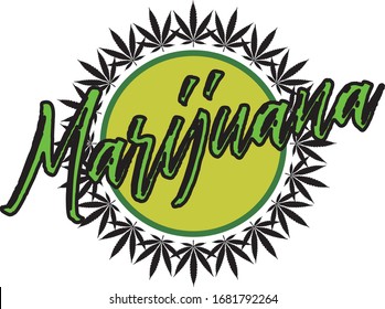 Vintage Marijuana Logo Icon Stamp 