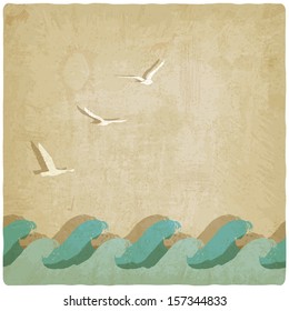Vintage marine background - vector illustration
