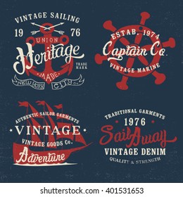 vintage marine graphic design set