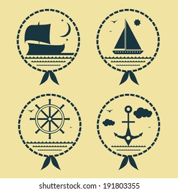 vintage marine labels set