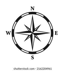 Vintage marinen Wind stieg, nautische Karte. Monochrome Navigationskompass mit Kardinalrichtungen in Nord, Ost, Süd, West. Geografische Position, Kartographie und Navigation. Vektorgrafik.