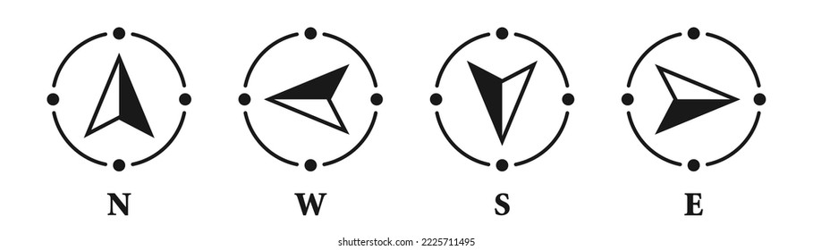 Vintage marine wind rose, nautical chart. Monochrome navigational compass with cardinal directions of North, East, South, West. Geographical position, cartography and navigation. Vector illustration.