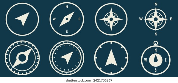 Vintage marine wind rose, nautical chart. Monochrome navigational compass with cardinal directions of North, East, South, West. Geographical position, cartography and navigation. Vector illustration.