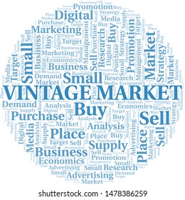 Vintage Market word cloud. Vector made with text only