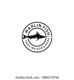 vintage marlin logo fishing design vector