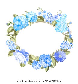 Vintage married frame. Beautiful flowers. Spring background