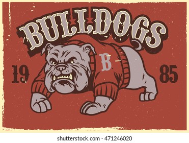 Vintage mascot of bulldog