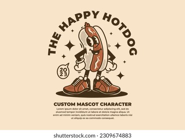 Vintage Maskottchen-Design Hotdog