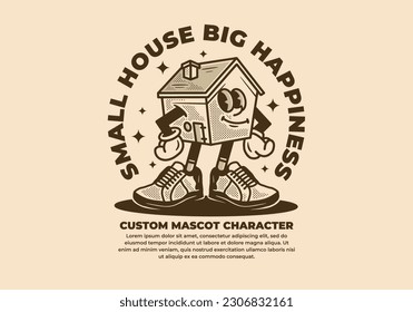 Vintage mascot character design of little house