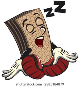 vintage mascot chocolate wafer character with cute face sleeping soundly, isolated cartoon vector illustration. emoticon, cute vintage wafer mascot