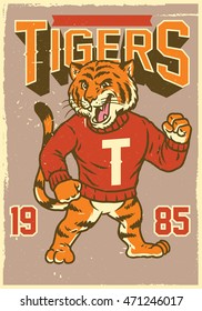 Vintage Mascot Of Tiger