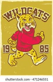 vintage mascot of wildcat