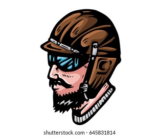 Vintage Masculine Cafe Racer Rider Illustration 