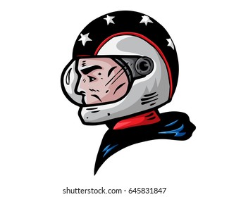 Vintage Masculine Cafe Racer Rider Illustration 