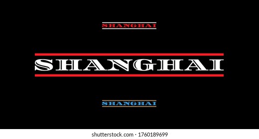 Vintage masculine serif slab Shanghai City Vector Logo for marketing, tourism, travel and events promotion in white font on black background and additional color options 