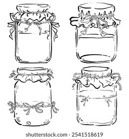 Vintage Mason Jars with Ruffled Fabric Covers