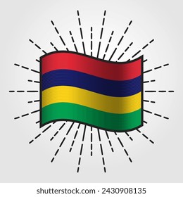 Vintage Mauritius National Flag Illustration