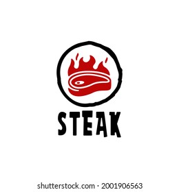 Vintage of Meat Beef Steak House Logo Design