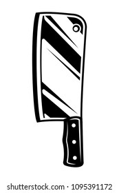 Vintage meat cleaver knife icon on white background isolated vector illustration