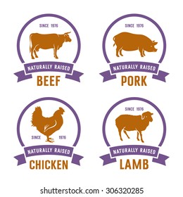 Vintage meat labels. Ideas for Farm Market and butcher shop