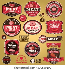 Vintage Meat Store Label Design Set