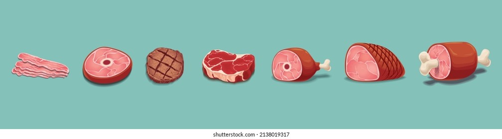 Vintage-Fleisch-Poster-Design-Set