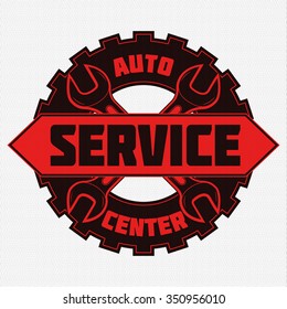 Vintage Mechanic Auto Service Repair Label, Emblem And Logo. Vector Illustration.  Car Service. Etc