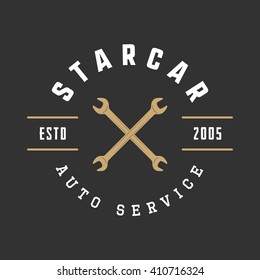 Vintage mechanic label, emblem and logo. Vector illustration
