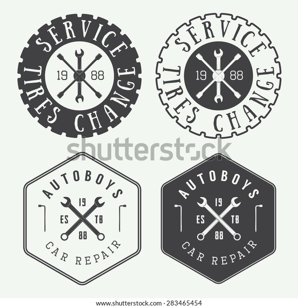 Vintage mechanic label, emblem and logo.\
Vector illustration