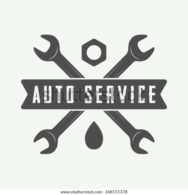 Vintage mechanic label, emblem and logo.\
Vector illustration\
