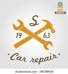 Vintage mechanic labels, emblems and logo. Vector illustration