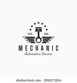 Vintage mechanic logo vector illustration design. Service garage logo concept