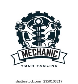 Vintage mechanic logo vector illustration. Car, auto, repair service logo business.