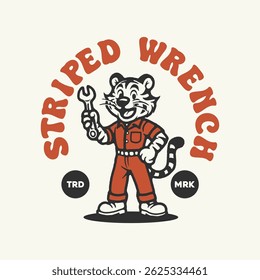 Logotipo do mascote do Tigre Mecânico Vintage