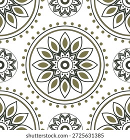 Vintage medalhão padrão de telha sem costura acentos metálicos no fundo branco perfeito para interiores luxuosos conceito como Projetando padrão de telha sem costura com motivos de medalhão vintage e acentos metálicos no fundo branco para interiores luxuosos em Photo Stock Concept e espaço vazio no lado esquerdo, sem texto —ar 7:2 —azulejo