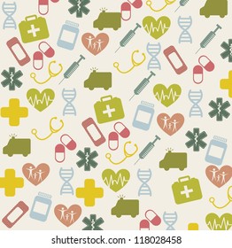 vintage medical icons over beige background. vector  illustration