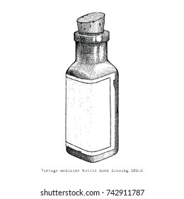 Vintage Medicine Bottle Hand Drawing Vintage Style