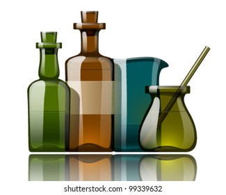 Vintage medicine bottles, vector